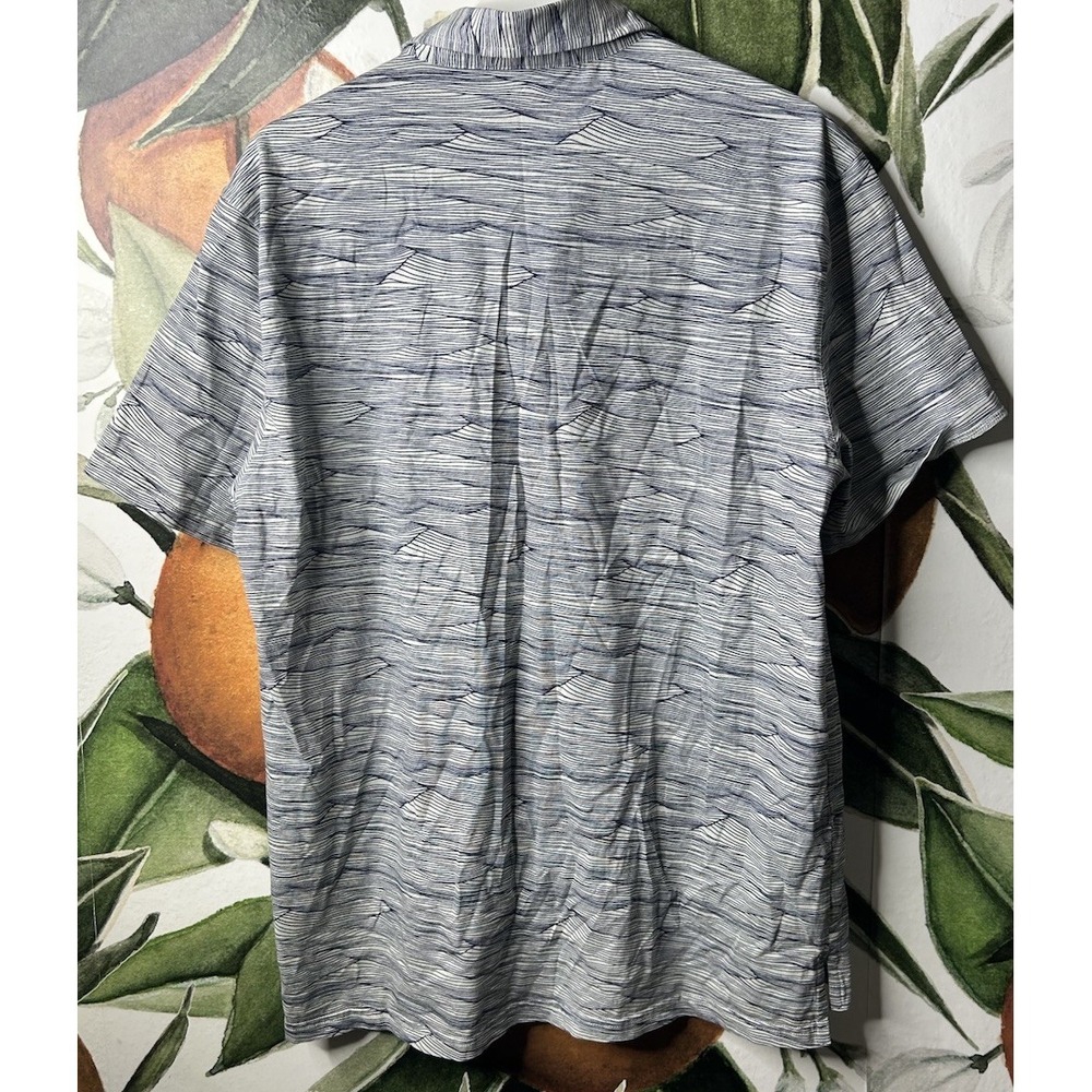 Tori Richard Polo Shirt Mens Large Tradewind Technology S/S Blue White Geometric - Picture 5 of 5
